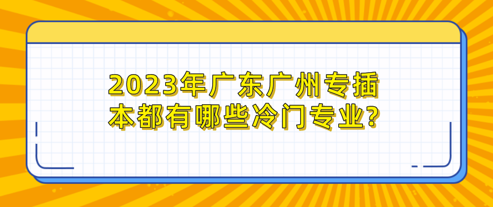 2023年广东广州专插本都有哪些冷门专业?