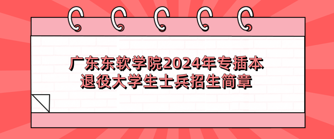广东东软学院2024年专插本退役大学生士兵招生简章