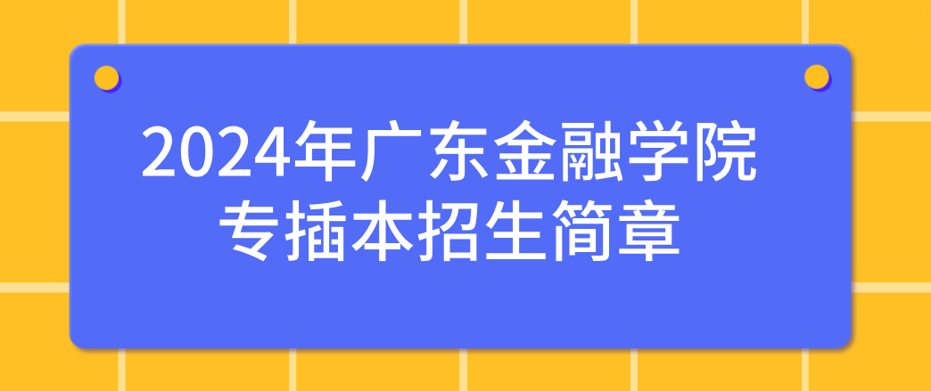 2024年广东金融学院专插本招生简章