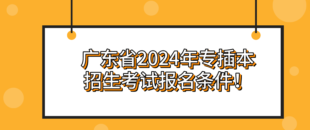 广东省2024年专插本招生考试报名条件！